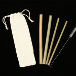 GL029-1 Bamboo straws dia.8x200mm, 6pcs+one brush per linen bag