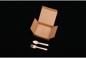 GL011 160mm wooden cutlery with kraft paper box