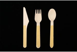 GL001D 160mm FSC Wooden cutlery party set